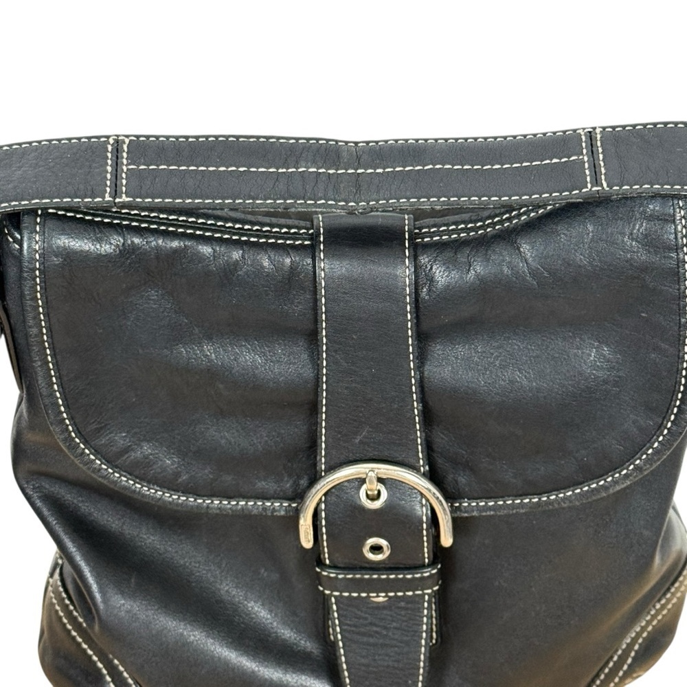 Vintage Coach Y2K 2004 Soho Black Leather Buckle Flap Shoulder Bag – Style 9480 - Picture 8 of 16